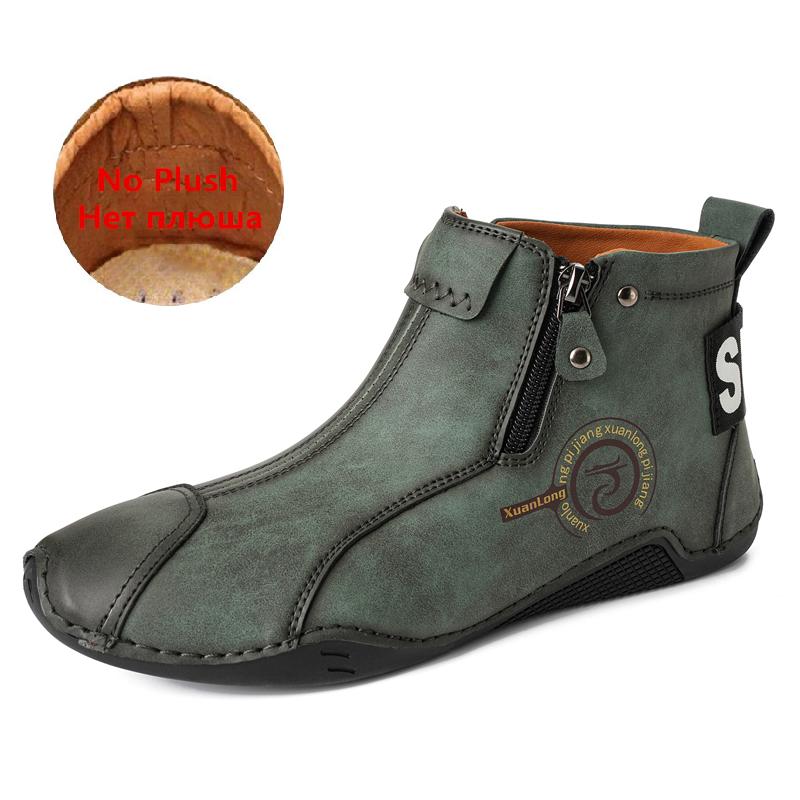 Brand Winter Plush Men's Boots Waterproof Leather Men Snow Boots Outdoor Zipper Ankle Boots Casual Men's Shoes