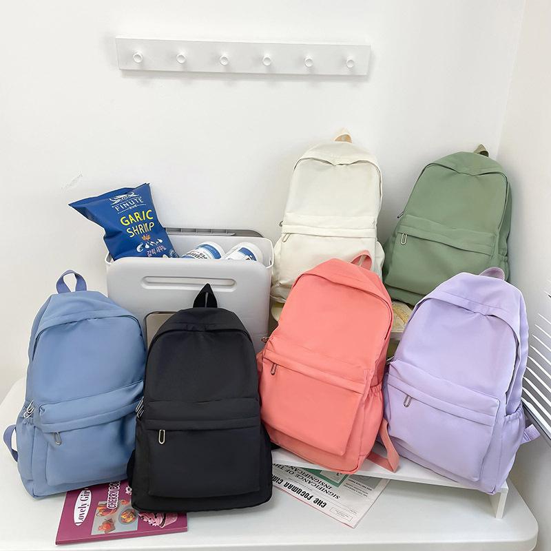 Schoolbag Japanese Ins Wind Solid Color Schoolbag Female Korean Version Harajuku Ulzzang College Student Backpack High School Large Capacity Backpack