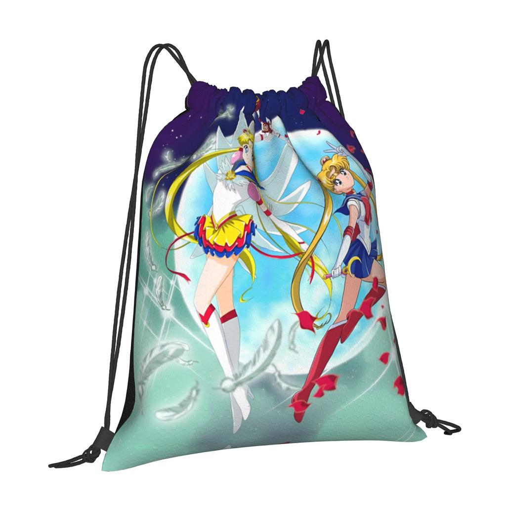Custom Sailors Anime Moons Drawstring Backpack Sports Gym Bag for Women Men Bishoujo Training Sackpack