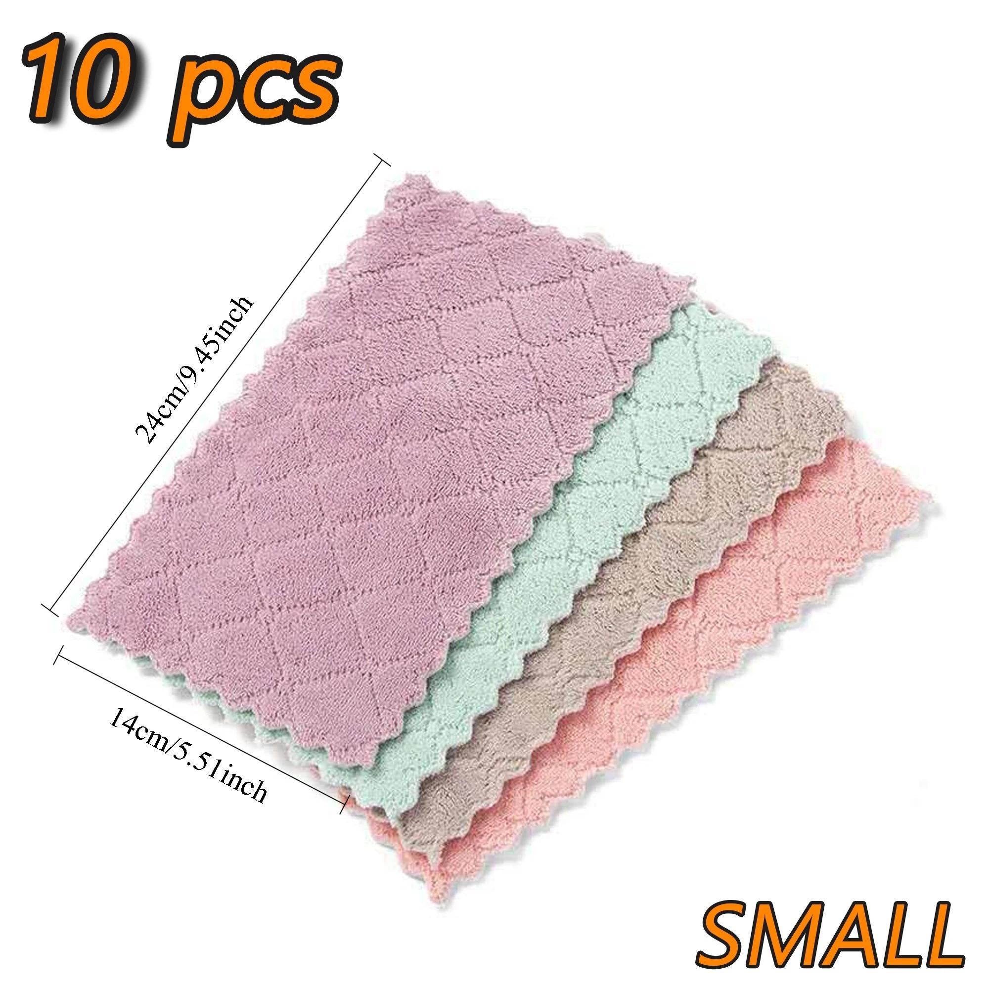 

10Pcs Microfiber Dish Cloths Double Sided Multi-Purpose Kitchen Towels Fast Drying Stain Resistant Tableware Cleaning Rags
