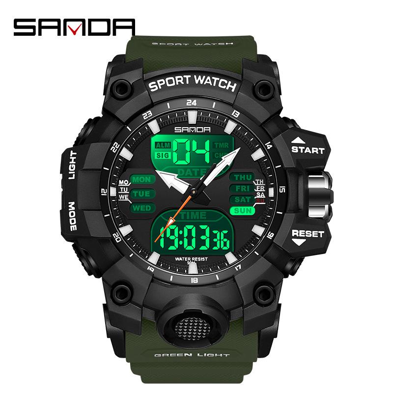 Sanda Youth Fashion Luminous Waterproof Shockproof Alarm Men's Watch