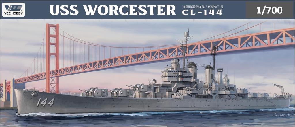 Vee Hobby American Light Cruiser USS Worcester Deluxe Edition Plastic Model VEEE57015 1/700 CL-144