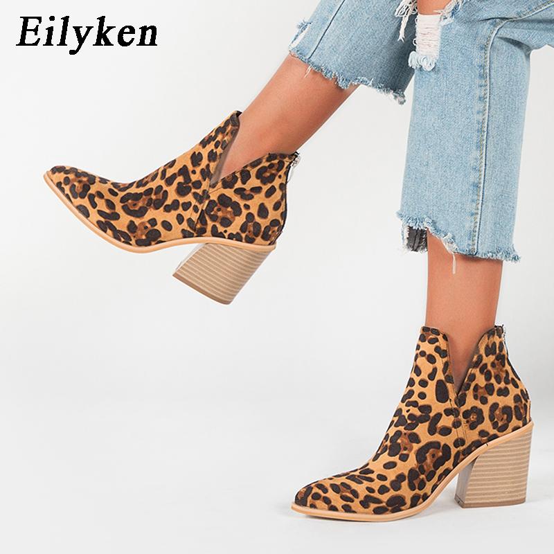 Fashion EilyKen Autumn Winter Casual Western Cowboy Ankle Boots Women Snake Cowgirl Booties Short Cossacks Botas High Heels Shoes