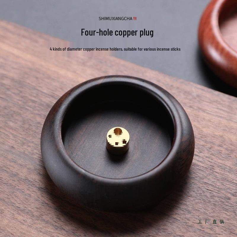 Walnut Mini Solid Wood Incense Holder - Multi-Hole Agarwood & Sandalwood Burner for Home & Travel