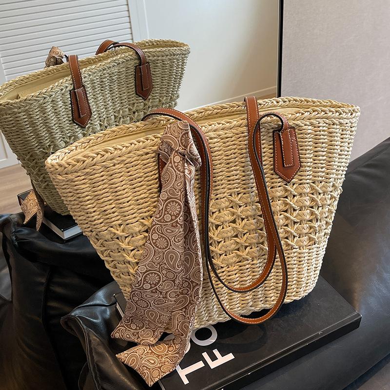 

Плетеная соломенная сумка женская большой вместимости новая универсальная сумка на плечо для отпуска, пляжная сумка для отдыха на море