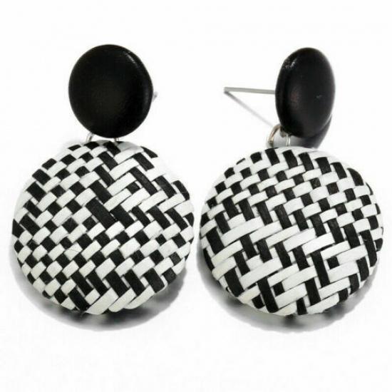 Wood Earrings Jewelry Bamboo Dangle Geometric Rattan Circle Women 2024 Fashion