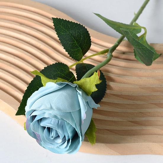Artificial Rose Branch with Stem Green Leaves Home Wedding Party Faux Flower Floral Arrangement Indoor