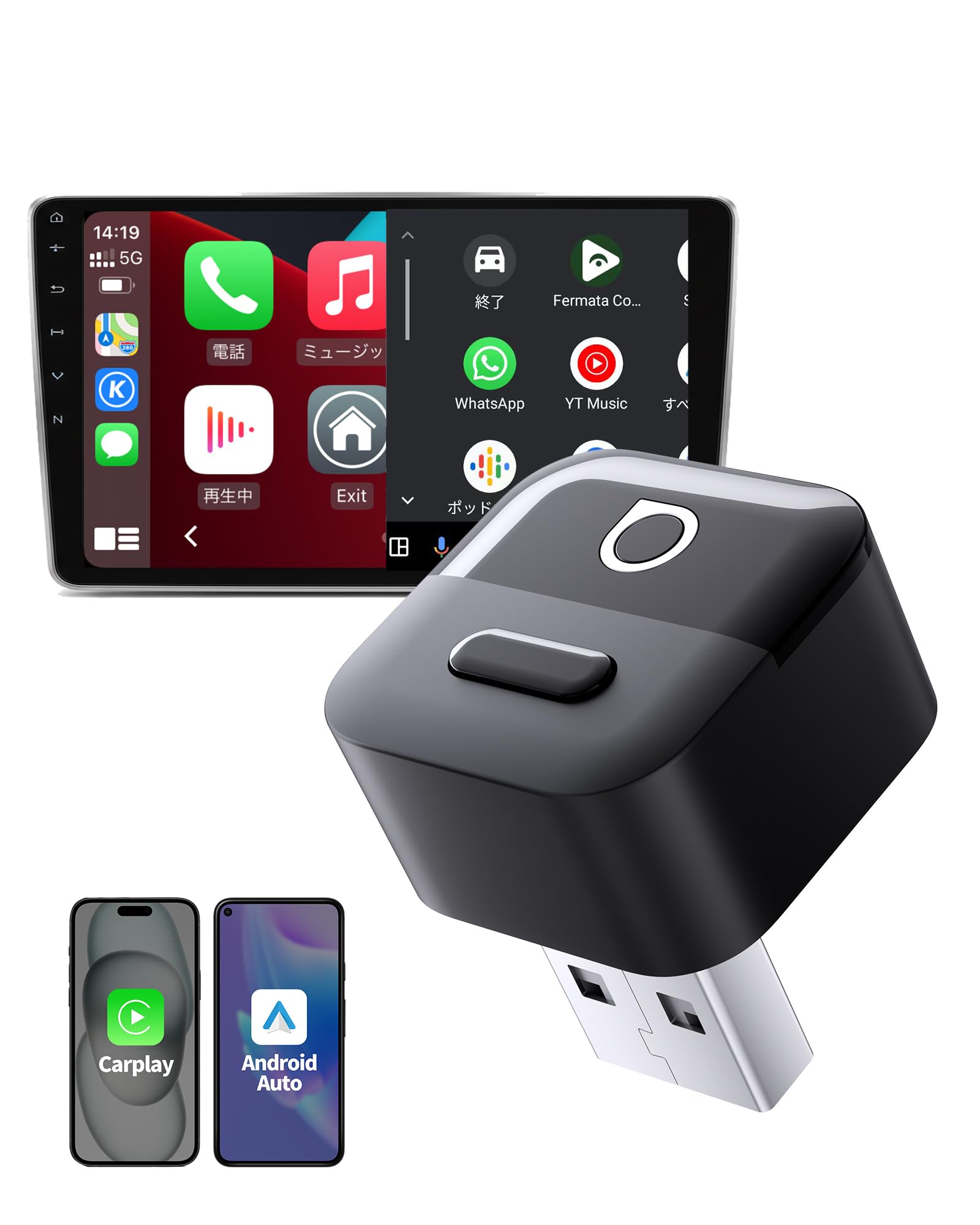 Ottocast MINI Pico Ottocast Mini Auto Wireless Adapter Smartphone Switching Memory MINI Body 6 Bluetooth Automatic Connection Easy Setup Compatible