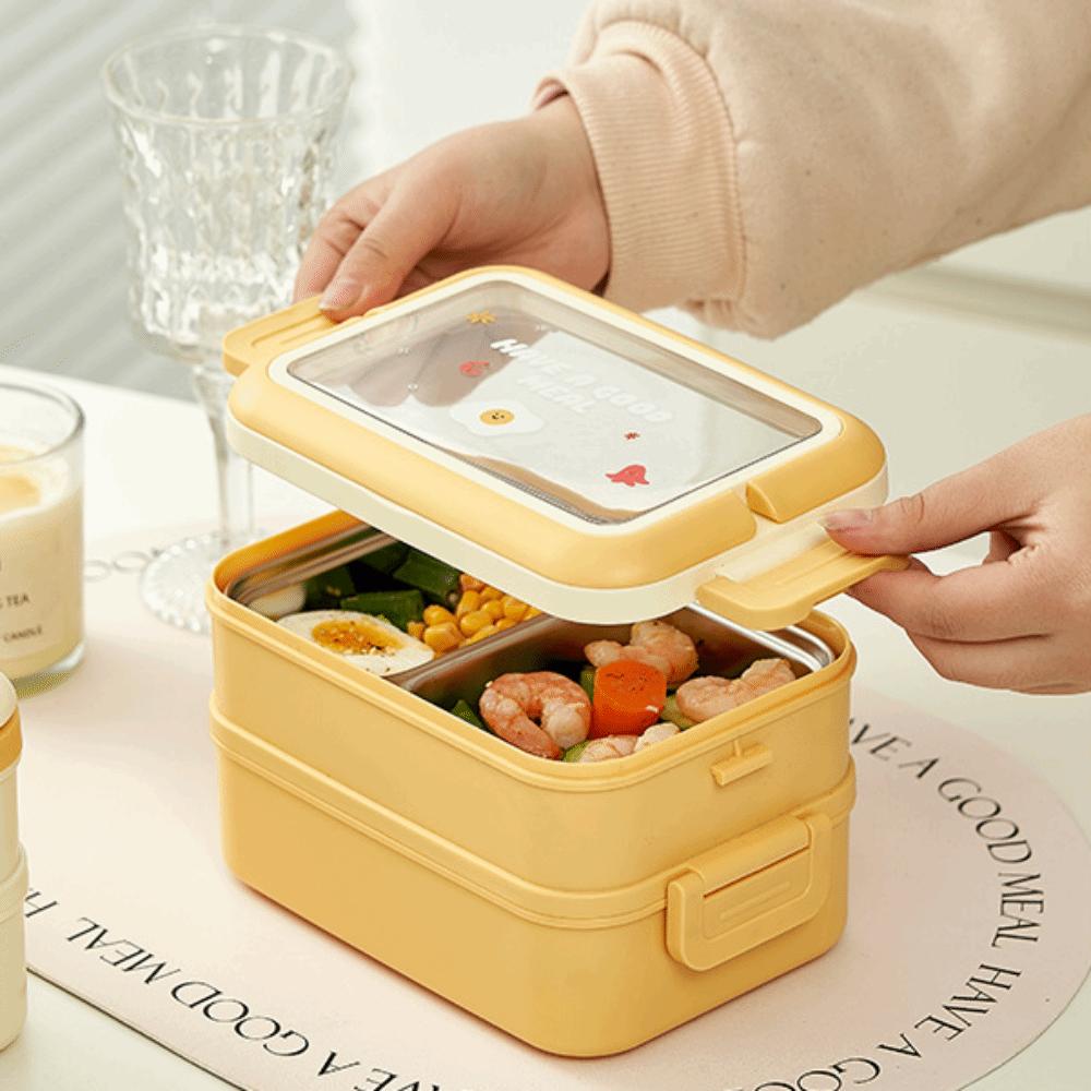 2 Layer Lunch Storage Container Stainless Steel Food Container Compartment Lunch Box  For Picnics