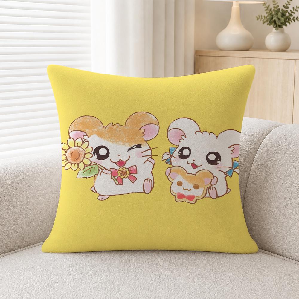 Anime Hamtaro Cushion Cover Soft Plush Cushion Covers Fluffy Throw Pillow Cases For Sofa Bedroom Home Decor