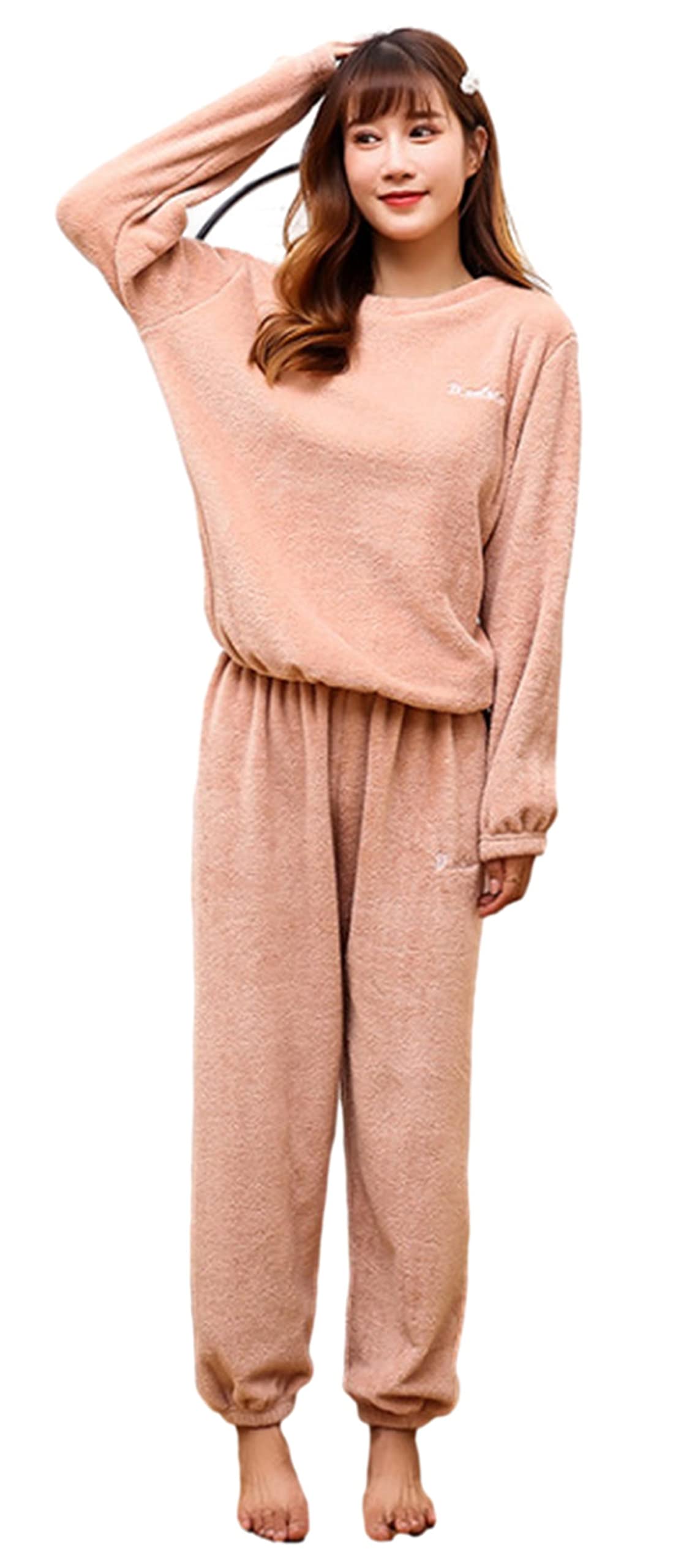 

Slow and Mellow Fluffy Loungewear Velvet Top and Long Available in 5 Simple and and Soft Perfect for and Stylish Pullover Sweatsuit Loose One Size