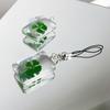 1 Pc Natural Clover Pendant Cross Border Lucky Star Dried Flower Bag Keychain Green Glass Pendant Pendant
