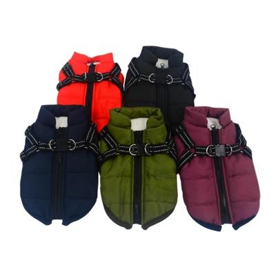 Haustier-Hundejacke mit Geschirr, winddichter Winter-Haustierhund, gepolsterter Mantel, Kleidung für Chihuahua, französische Bulldogge, Haustier-Welpen-Yorkie-Outfits