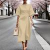 ZANZEA Women Solid Color Casual Round Neck Loose Half Sleeve Dress