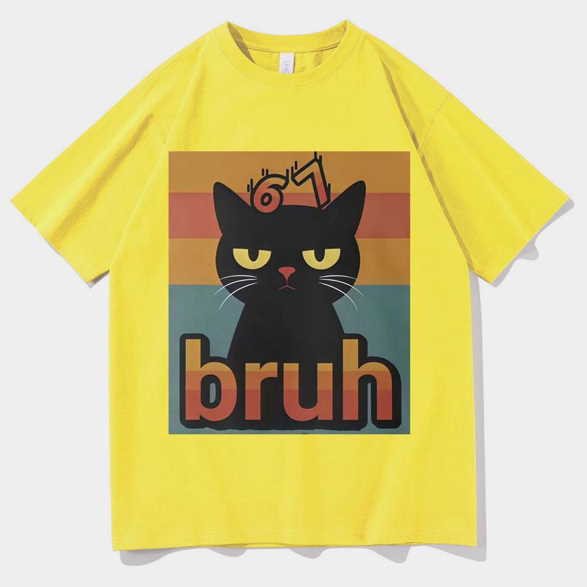 Funny Cat Six Seven Graphic Tee Unisex Summer Gothic Short Sleeved Aesthetic Y2k Clothes Casual Cozy Tshirt Streetwear Teenagers