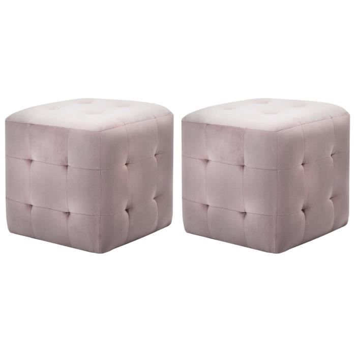 VidaXL 2 pcs Poufs Rose 30 x 30 x 30 cm Tissu velours