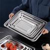 Kitchen Stainless Steel Thicken Food Storage Tray Rectangle Sausage Fruits Dish Hotel Metal Dinnerware Baking Pastry Pans Plate