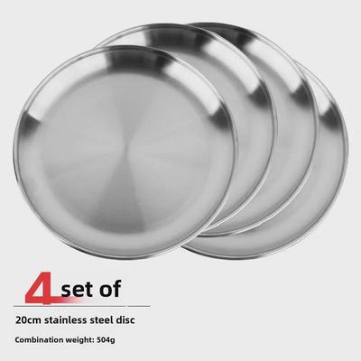 Ensemble d'assiettes rondes durables en acier inoxydable, 5 pièces: Dîner, Fruit, Pique-nique, Barbecue, Résistant à la chaleur