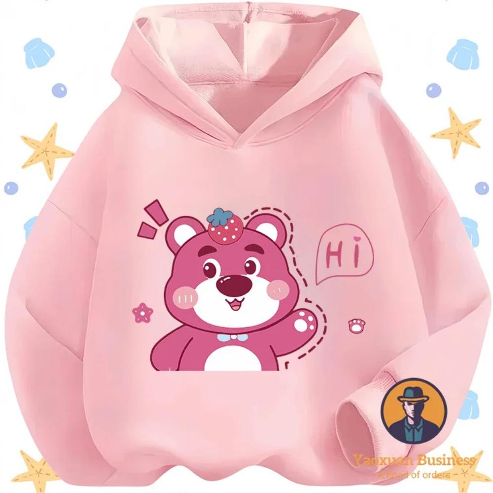 Fashion 2025 Hug Bear Boys' and Girls' Hoodies Cute Cartoon Print Windproof and Warm Autumn/Winter New Collection