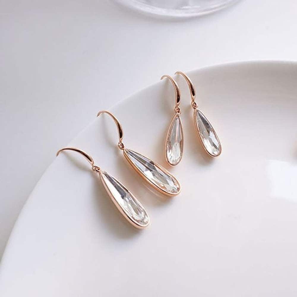 

E436 Austrian crystal earrings Large size - silver color