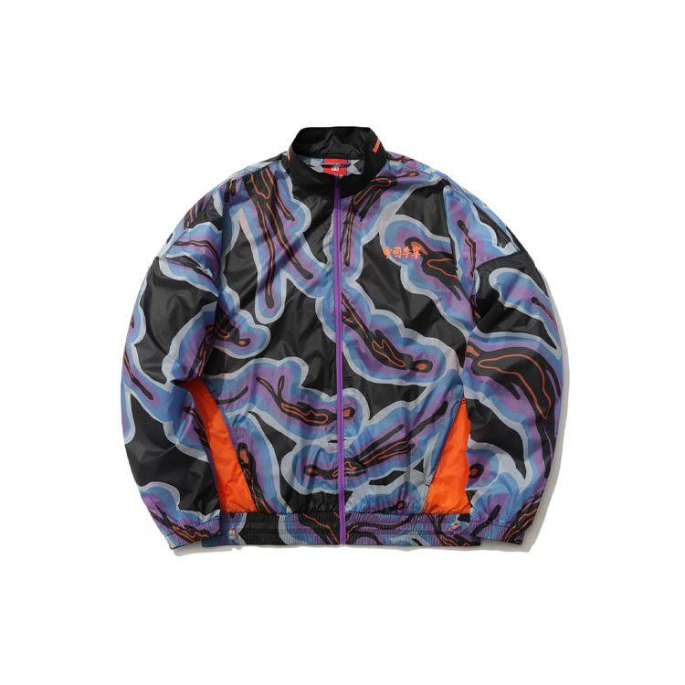 

Li-Ning Men s Art Print Full-Zip Windbreaker Jacket Black Purple Blue Red AFDR295-1 L