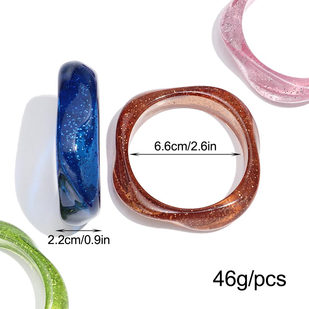 New Gold Powder Irregular Square Acrylic Wide Bangle for Women Statement Resin Geometric Stack Bracelets Fashion Jewelry Gift