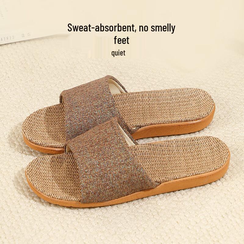 FOOTOPPO Unisex Absorbent Linen Indoor Slippers 44-45