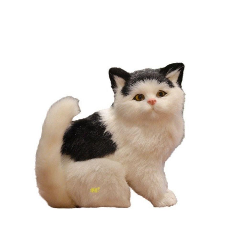 Animal Realistic Cat Stuffed Doll Sitting Posture Lifelike Cat Plush Toy  Photo Props