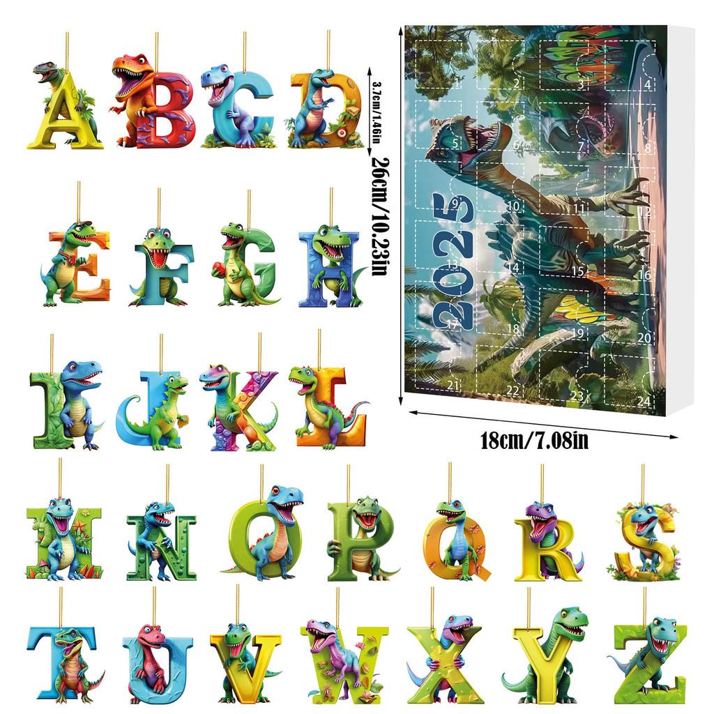 Weihnachts-Dinosaurier-Buchstaben-Anhänger Mit Adventskalender Für Feiertagsdekoration Und Geschenke