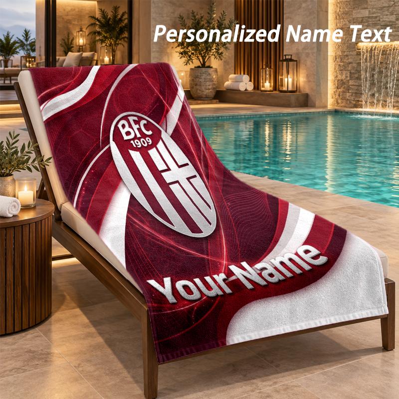Custom Text Bologna FC Print Beach Towel Large Towel For Home Bathroom Beach