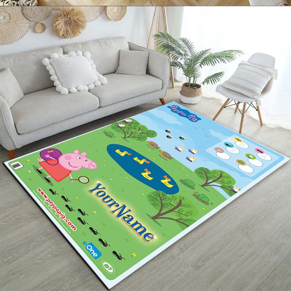 Peppa Pig Personalized Text Floor Rug Office Rug Design for Balcony Hallway Bedrooms Game Room Antislip Carpet Anime Office Decor