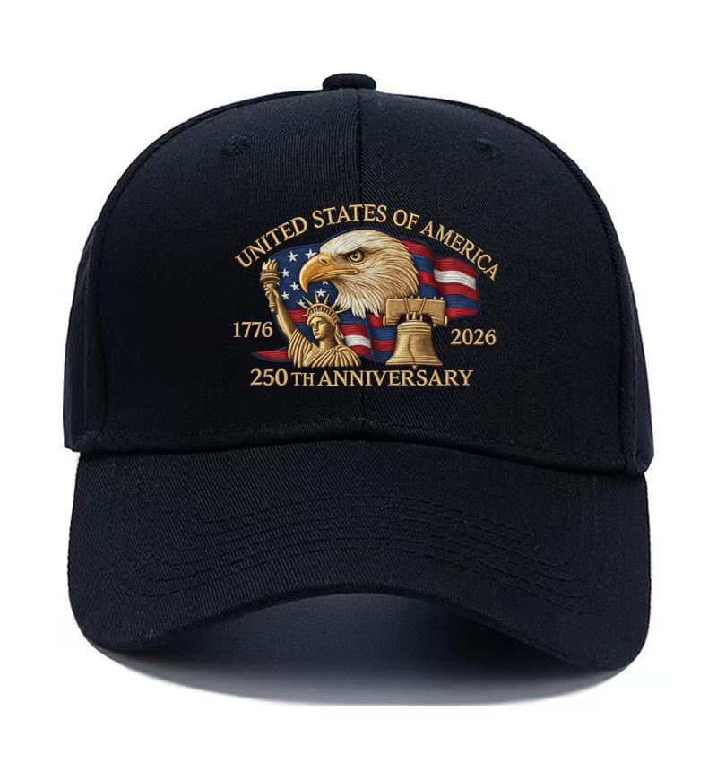 

Patriotic Baseball Cap Vintage Tribute Baseball Hat Eagle Flag Bell Cap Adjustable Usa 250th Anniversary Hat For History Buffs чёрный