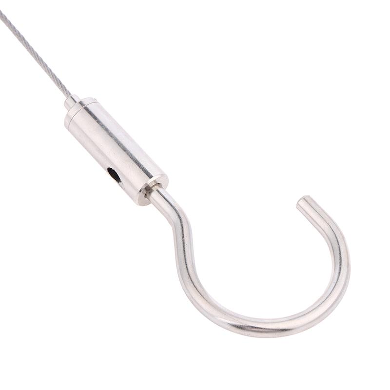 Adjustable Automatic Wire Rope Spring Hook Clothesline Picture Hanging Suspension Code Cable With Curved Hook