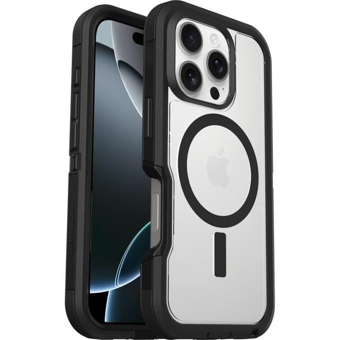 Coque Defender XT MagSafe - OTTERBOX - iPhone 16 Pro - Antichoc - TransparentNoir - Double couche