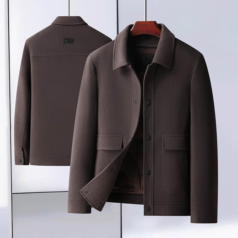 Men's Double-sided Nylon Wool Jacket Business Casual Lapel Goose Down Take-off Liner Cold-resistant Woolen Jacket