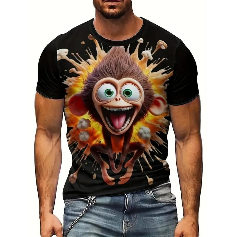 Funny Animal Graphic 3D Printed T-shirt For Men Causal Short Sleeve Oversized Pullover T-shirt Top Men's Tees Outdoor Clothing