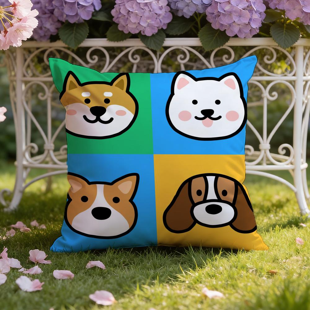 Cartoon Simple Cute Dog Cushion Cover Home & Car Dual-Scene Pillow Cover: Reversible for Premium Comfort