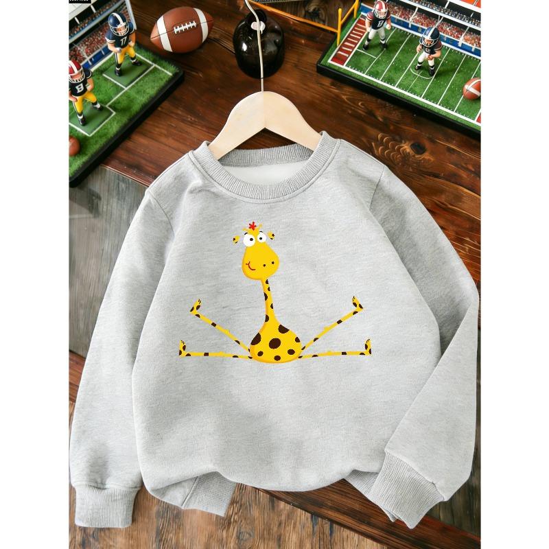 European sizes Kids Hoodies, Tops for Kids, Quirky, Sporty Style, Stylish Kids. Kids Round-Neck Hoodies with Cute And Quirky Giraffe Prints 110 белый