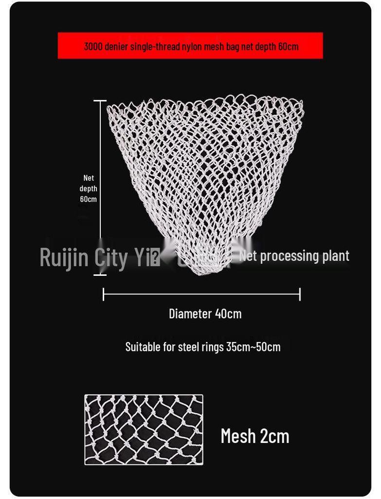 Thickened Hand-Woven 6000 Denier Nylon Fishing Landing Net Bag