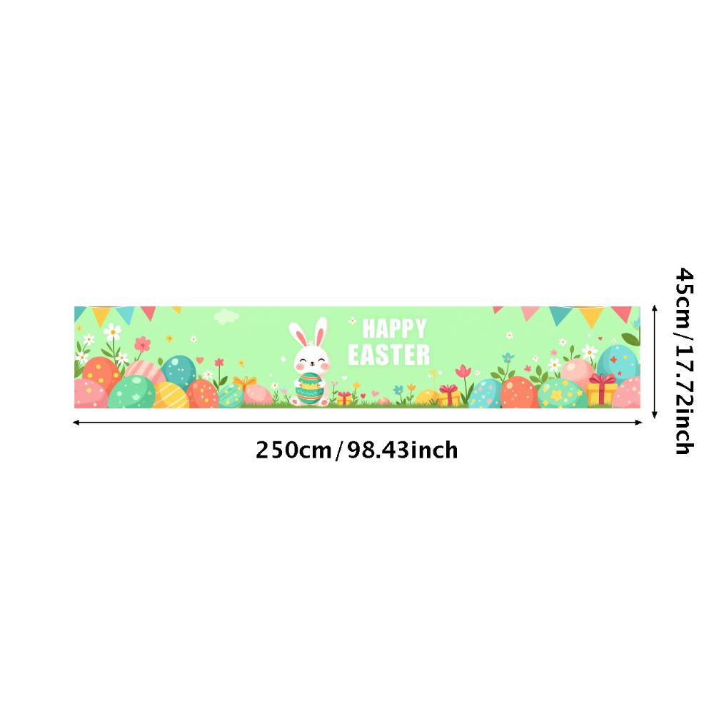 Happy Easter Banner Bunny Ears With Colorful Eggs Butterflies Backdrop Decorations Spring Celebration Background Party Supplies