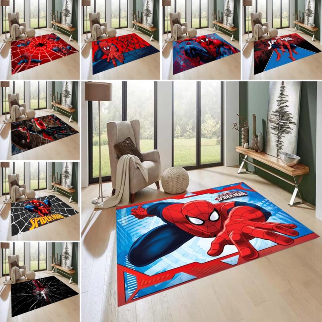 New custom-designed, cool Spider-Man rugs are available for your entryway, bathroom, and bedroom – featuring a spiderweb pattern