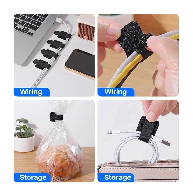 10PCS Releasable Cable Organizer Ties Mouse Earphones Wire Management Nylon Cable Ties Reusable Loop Hoop Tape Straps Tie