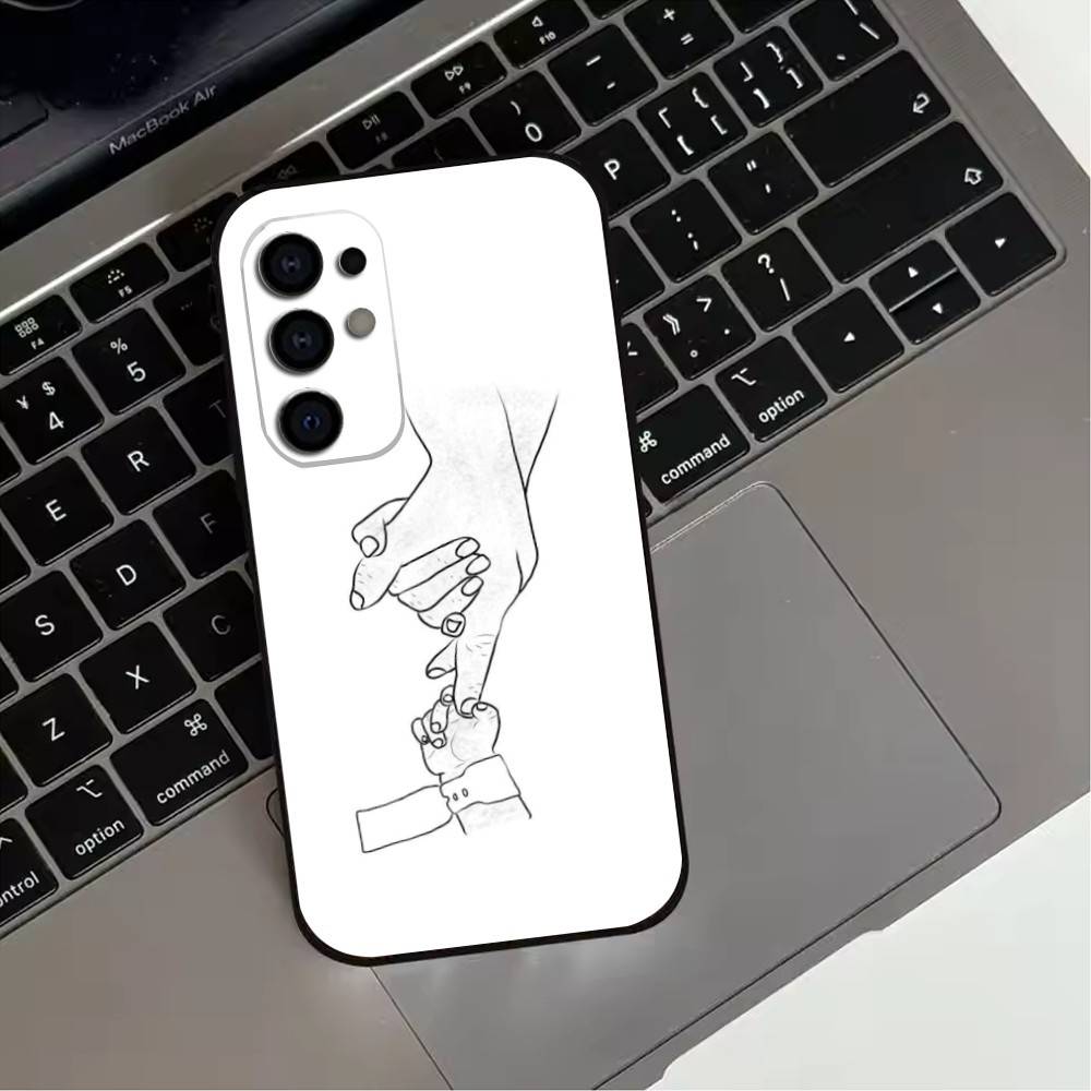 Baby Mom Dad Family Hand Phone Case For Samsung S25,S24,S21,S22,S23,S30,Ultra,S20,Plus,Fe,Lite,Note,10,Black Cover