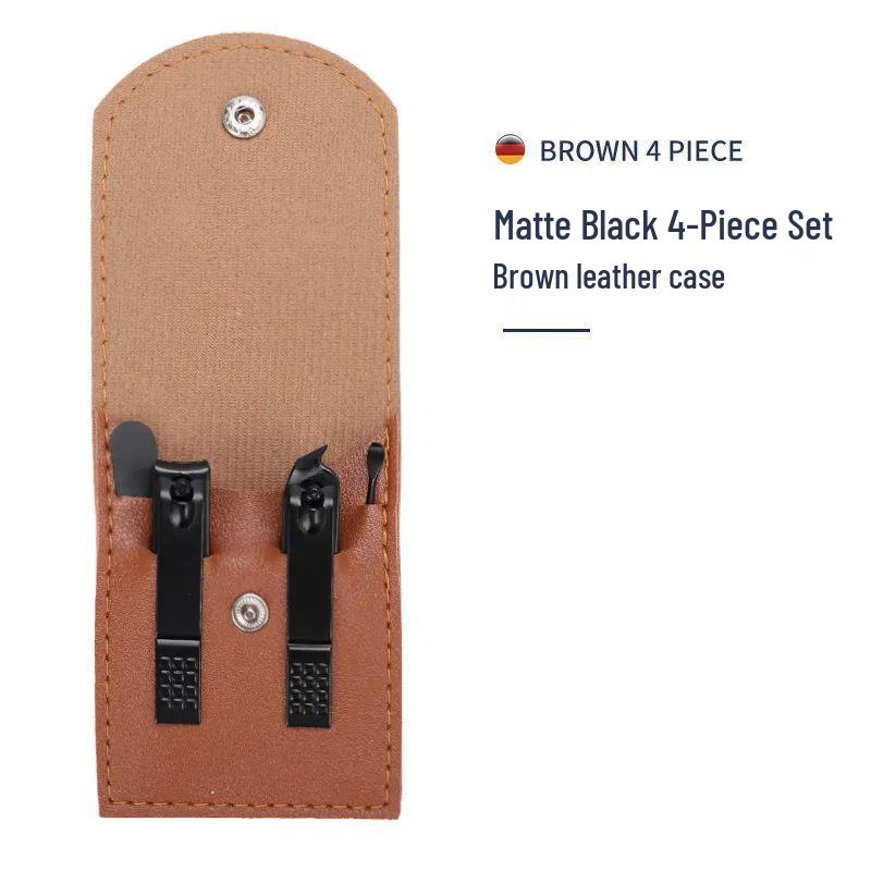 Portable 24-Piece Stainless Steel Nail Clipper Set - Brown Manicure & Nail Art Tools