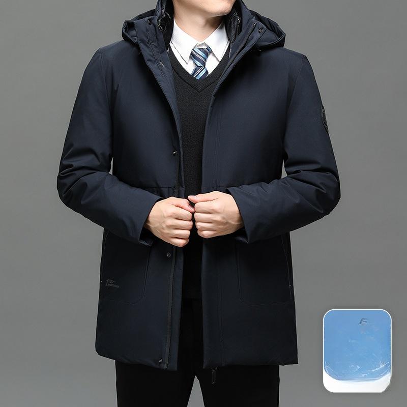 Kapuzen-Daunenjacke für Mittelalte und Ältere Herren Winter Neue Trend Lässig Verdickt Warm Daunenjacke Trenchcoat