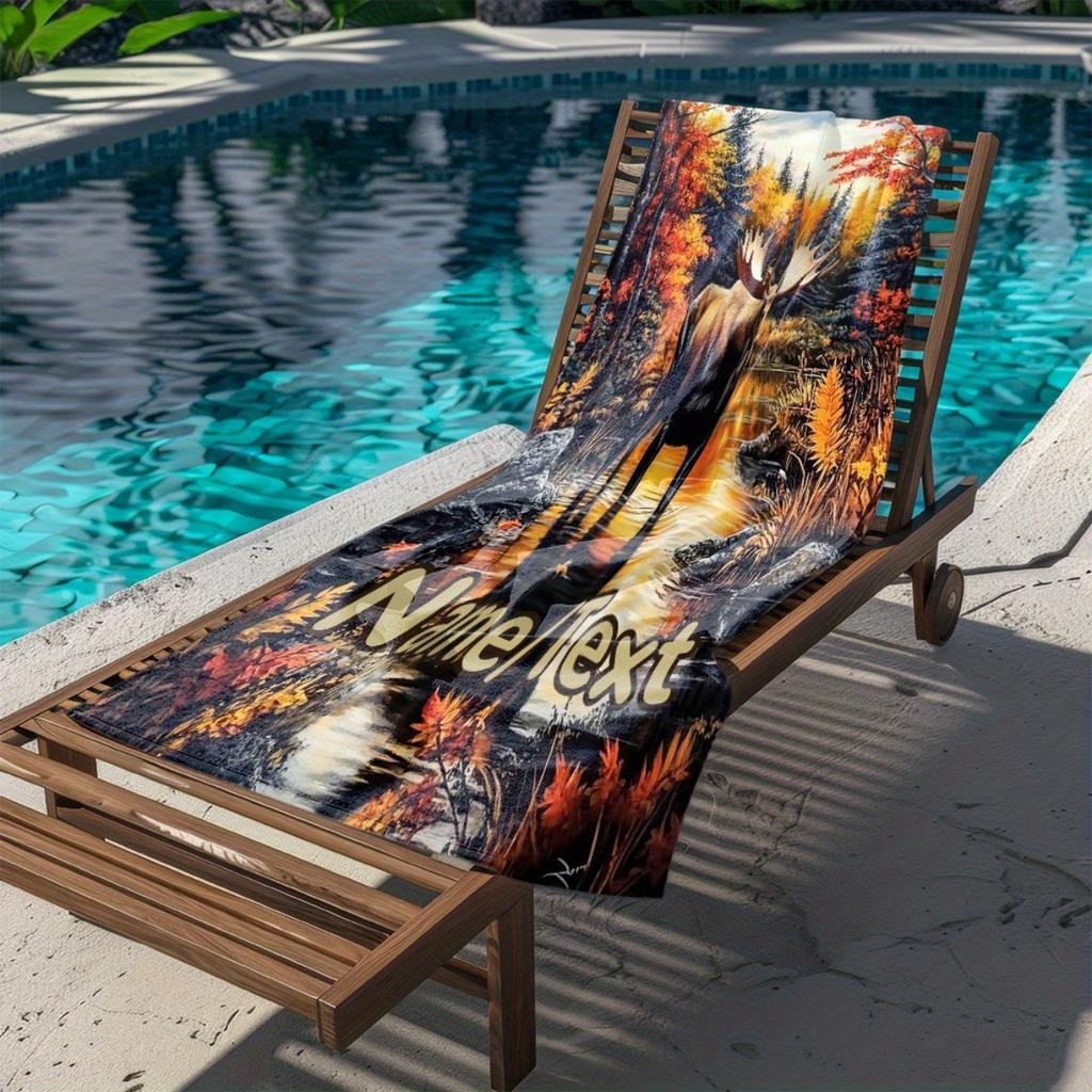 Custom Moose Beach Towel Autumn Forest Lake Design Name Quick Dry Sand Free Large Bath Towel For Swimming Pool