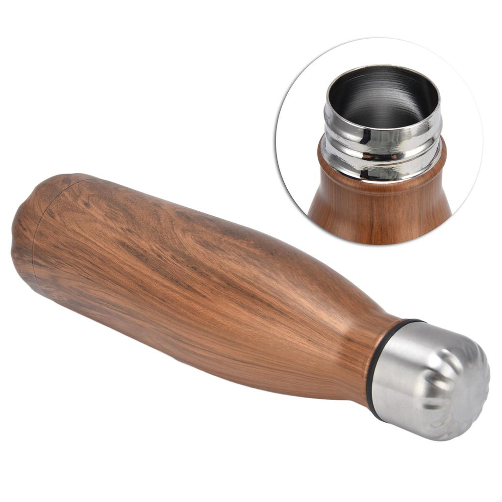 Cola Shape Thermal Flask Stainless Steel Water Bottles for School Outdoor Sports Camping Hiking TravelWood Grain