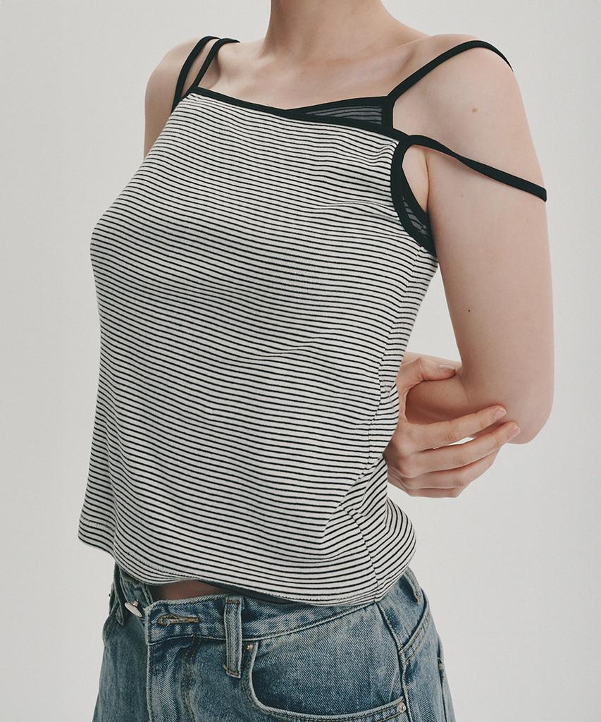 Dieomaidieo Label Detail Striped Sleeveless (Ivory)