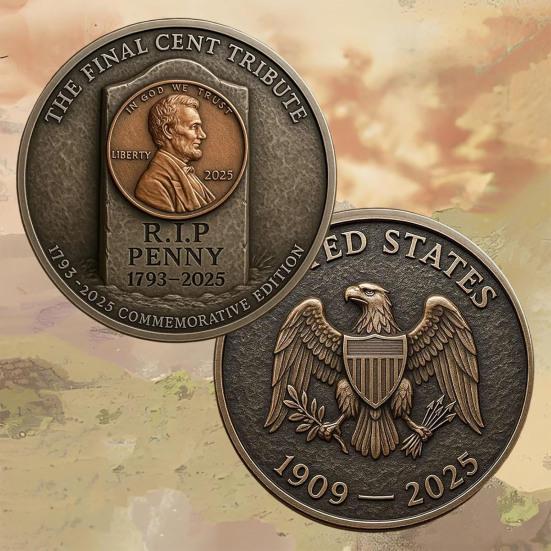 Monedă Comemorativă Finală Cent Necirculată Ultima Monedă de 1 Cent Bătută Monedă Comemorativă Simbolică Ultima Monedă de 1 Cent Suvenir Monedă de Provocare Gravată 3D pentru Colecționari
