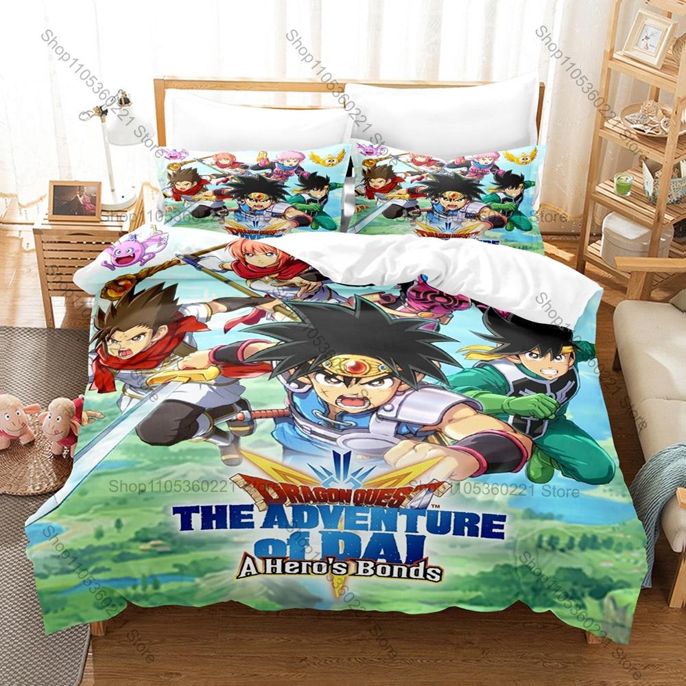 Dragon Quest The Adventure of Dai Anime JRPG 3D Print Bedding Set Duvet Cover + 2 Pillowcases Bed Linen For Anime Game Fans
